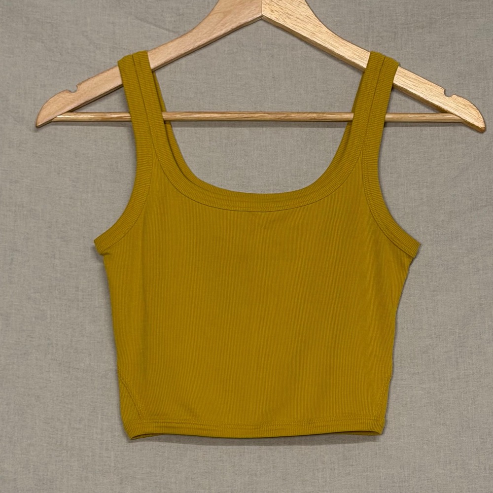 Lululemon Cropped Tank Top Mustard Yellow Gold Ribbed Size 4